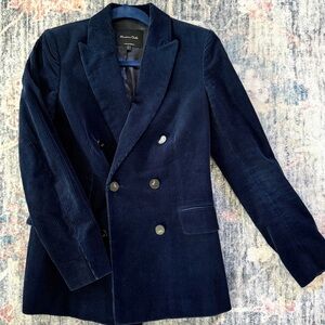 Massimo Dutti Slim Fit Corduroy Blue Blazer Size 4